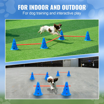 Dog Agility Hurdle Cone Set 6 ST Kit-12 x Cones 6 x Agility Poles with Bag