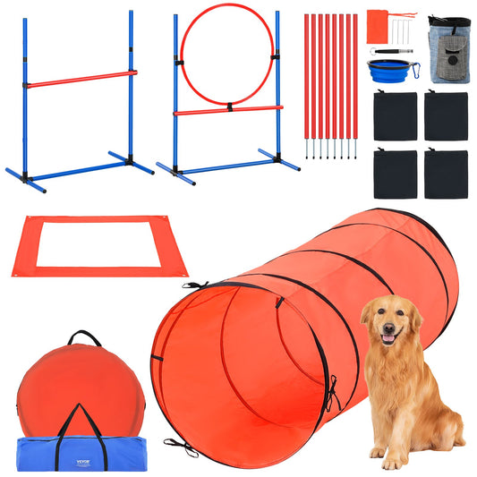 Dog Agility Training Equipment 5 PCS Combination Set with Obstacle Tunnel