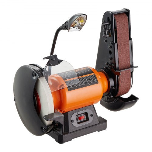 8 Inch Bench Grinder with 2 x28 Inch Belt Sander Combo, Bench Grinder Sander with 2.5A Induction Motor for Metalworking Sharpening Grinding