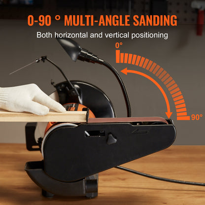 8 Inch Bench Grinder with 2 x28 Inch Belt Sander Combo, Bench Grinder Sander with 2.5A Induction Motor for Metalworking Sharpening Grinding