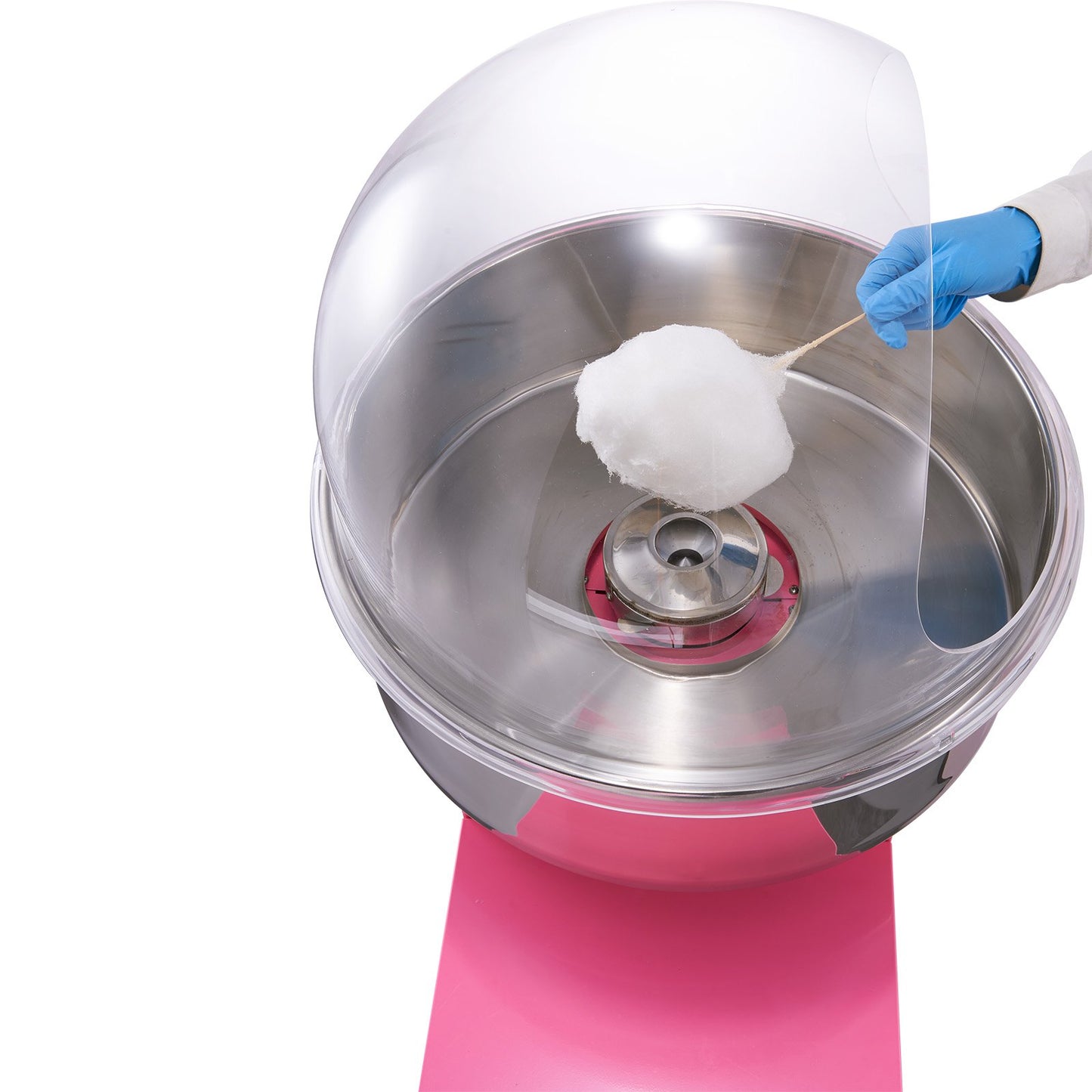 Electric Cotton Candy Machine Cart with Bubble Cover Shield, 1000W Commercial Floss Maker with Stainless Steel Bowl, Sugar Scoop and Drawer, Perfect for Home, Kids Birthday, Family Party, Pink