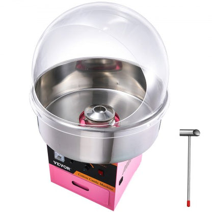 Electric Cotton Candy Machine, 1000W Candy Floss Maker, Commercial Cotton Candy Machine with Stainless Steel Bowl, Sugar Scoop, and Cover, Perfect for Home Kids Birthday, Family Party Pink