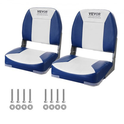 Boat Seat Low Back Fold-Down Fishing Boat Chair with Sponge Padding 2 Pack