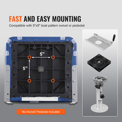 Båtsäte Lågrygg Nedfällbar Fiskebåtsstol med svampstoppning 2-pack