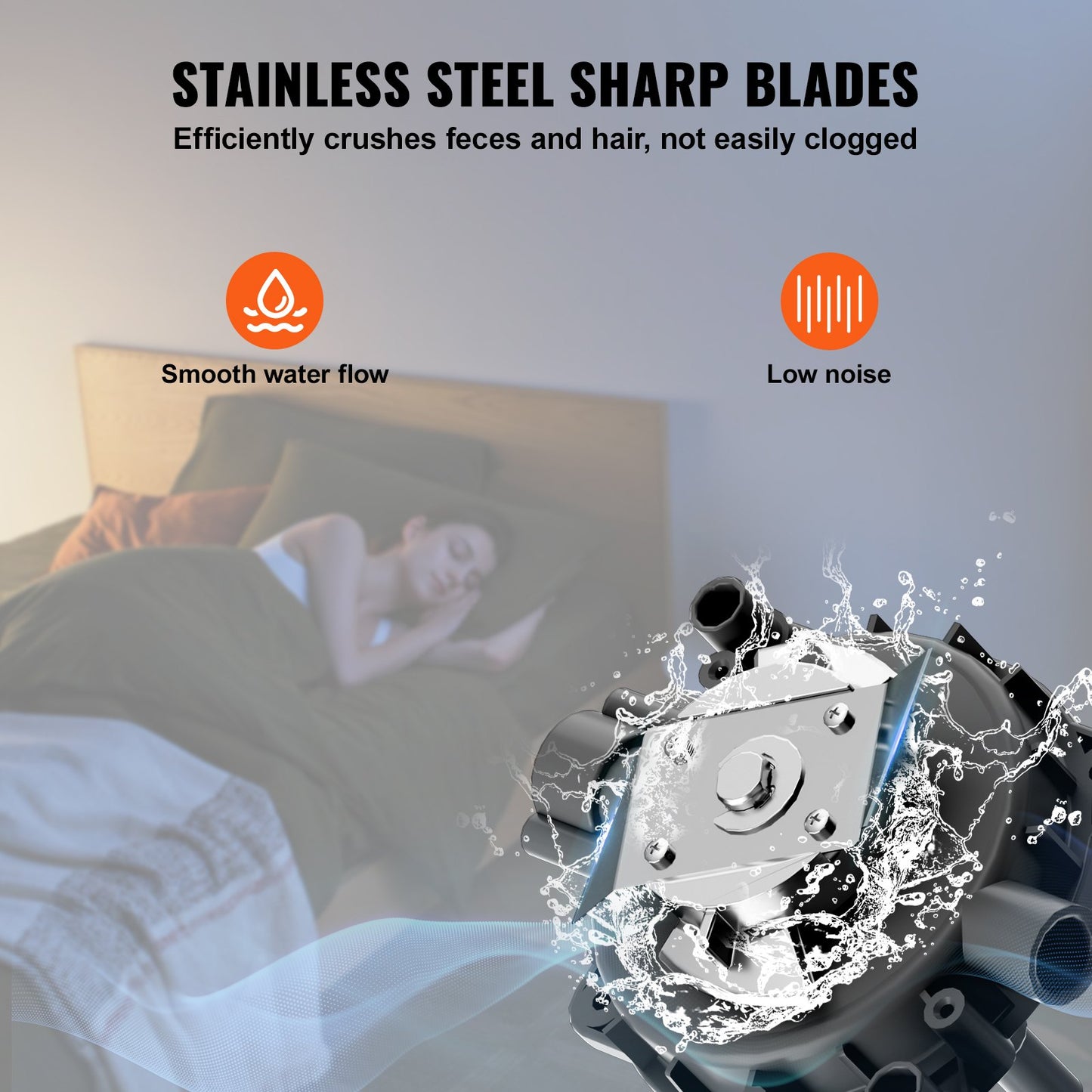 Macerating Toilet System with Powerful 800W Macerator Pump, Rear Discharge and Upflush Toilet For Basement, Dual Flush Water Disposal, Macerating Toilet System Kit with 4-Inlet, Space Saving