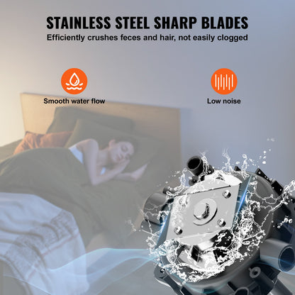 Macerating Toilet System with Powerful 800W Macerator Pump, Rear Discharge and Upflush Toilet For Basement, Dual Flush Water Disposal, Macerating Toilet System Kit with 4-Inlet, Space Saving