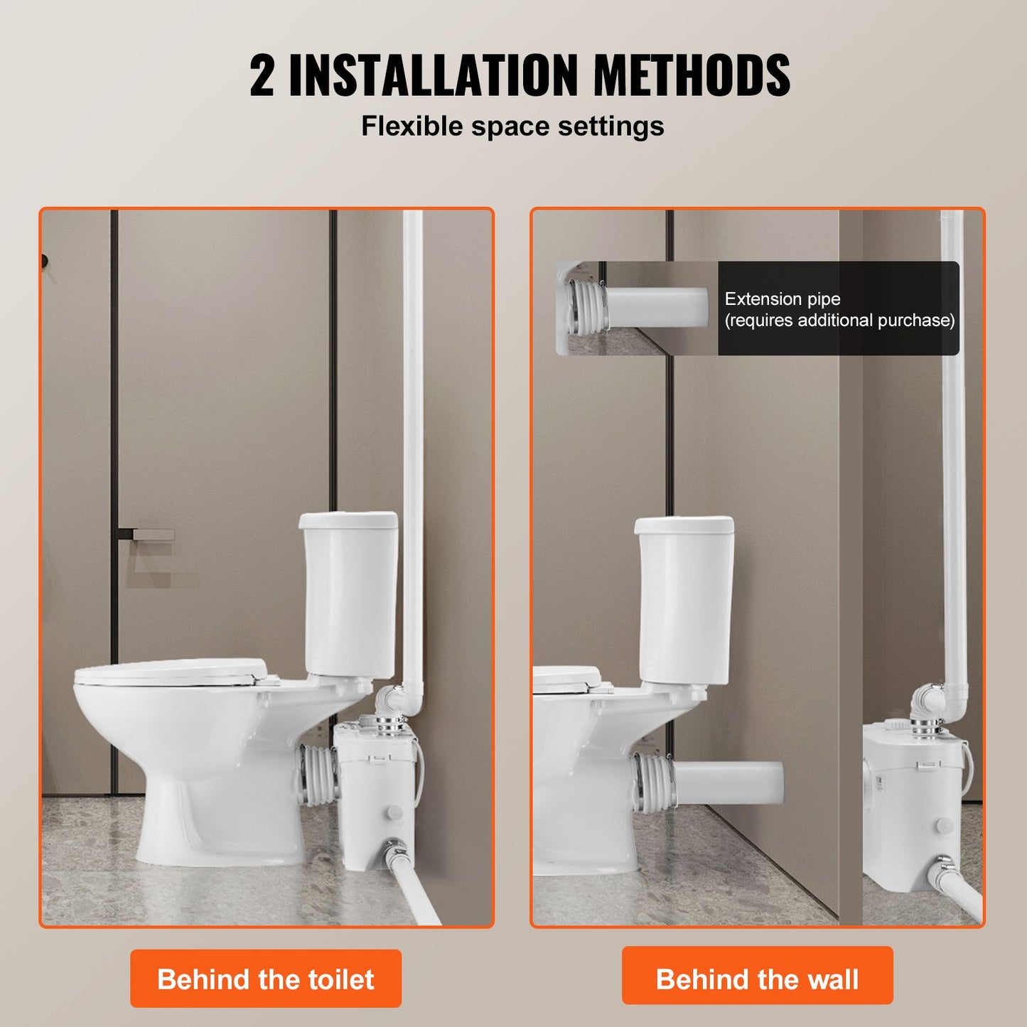 Macerating Toilet System with Powerful 700W Macerator Pump, Rear Discharge and Upflush Toilet For Basement, Dual Flush Water Disposal, Macerating Toilet System Kit with 3-Inlet, Space Saving