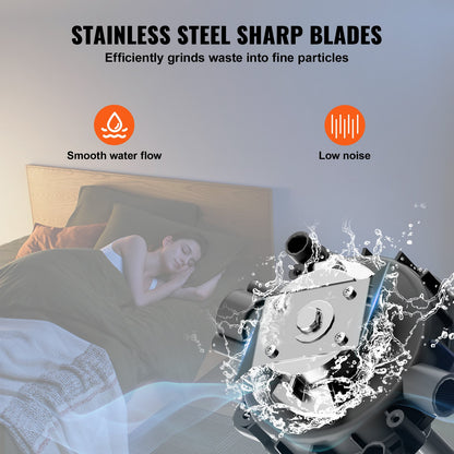 Zerhackertoilettensystem mit 500-W-Pumpe, Upflush-Toilette für den Keller
