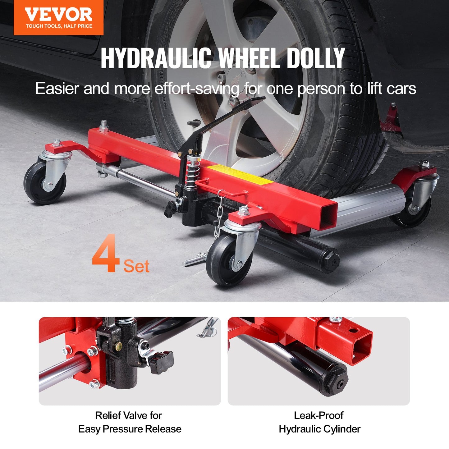 Wheel Dolly Heavy Duty Vehicle Positioning Tire Car Lifter 1500lbs 4-pack