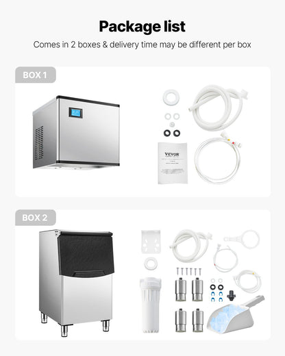 Commercial Ice Machine 300LBS/24H &amp; 250LBS Storage Bin Automatic Self-Cleaning
