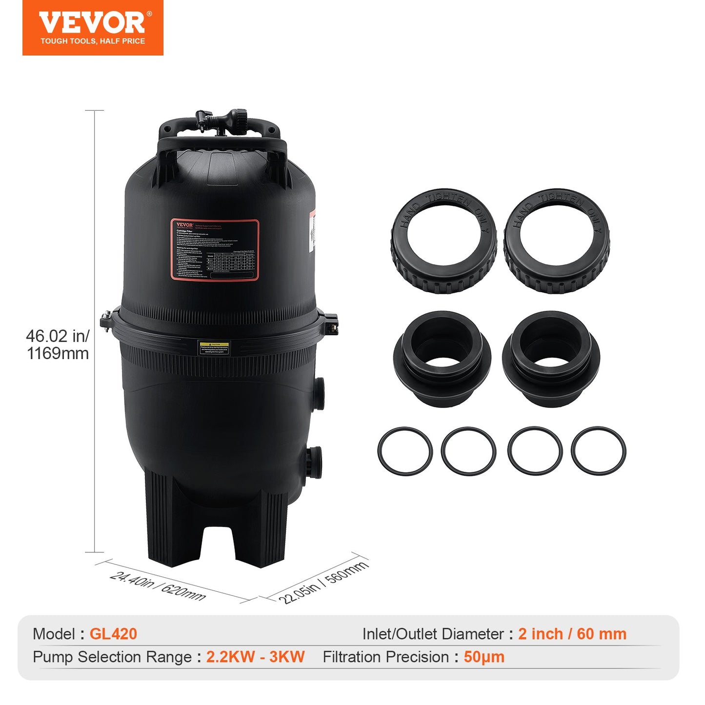 Pool Cartridge Filter In/Over Ground Swimming Pool Filtrering 40 kvm