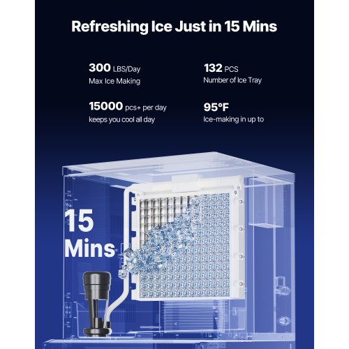 300 Pound/Day Commercial Ice Machine 180 Pound Storage Bin Automatic Ice Dispensing | EU