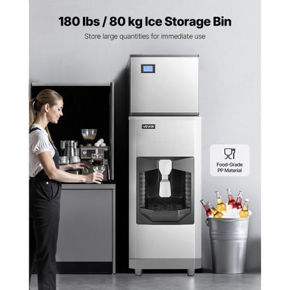 300 Pound/Day Commercial Ice Machine 180 Pound Storage Bin Automatic Ice Dispensing | EU