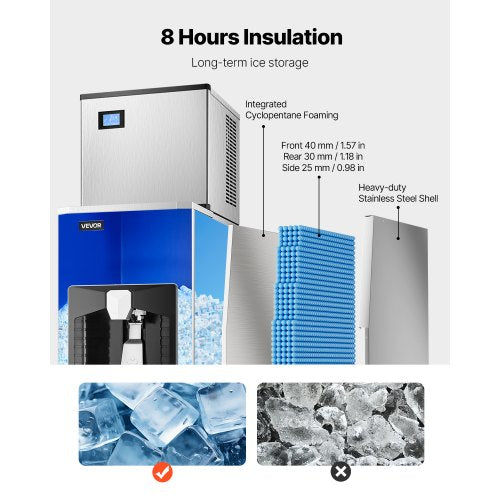 300 Pound/Day Commercial Ice Machine 180 Pound Storage Bin Automatic Ice Dispensing | EU