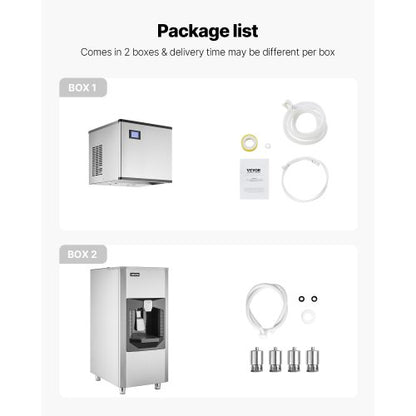 300 Pound/Day Commercial Ice Machine 180 Pound Storage Bin Automatic Ice Dispensing | EU
