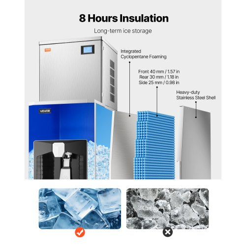 400 lbs/day commercial ice machine 180 lbs storage bin Automatic ice dispenser | EU