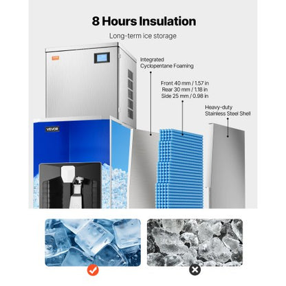 400 lbs/day commercial ice machine 180 lbs storage bin Automatic ice dispenser | EU