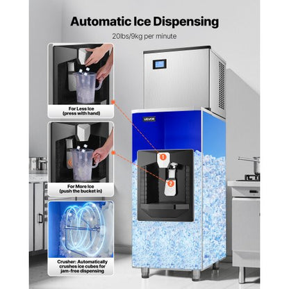 500 lbs/day commercial ice machine 180 lbs storage bin Automatic ice dispensing | EU