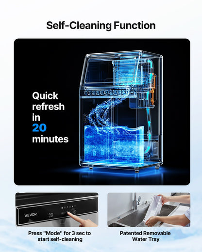 Commercial Ice Maker Machine with Pump, 130Lbs/24H with 33Lbs Storage, 45 Cubes per Cycle, Freestanding & Under Counter Ice Maker with LED Display & Self-Cleaning, for Home Bar Restaurant