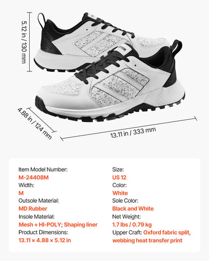 Cross Training Shoes, M Width Sneakers US Size 12, Wide Toe Box Shoes with Arch Support & Adjustable Lace-up, Training Shoes for Running, Gymnastics, Dog Walking, and Weightlifting (White)