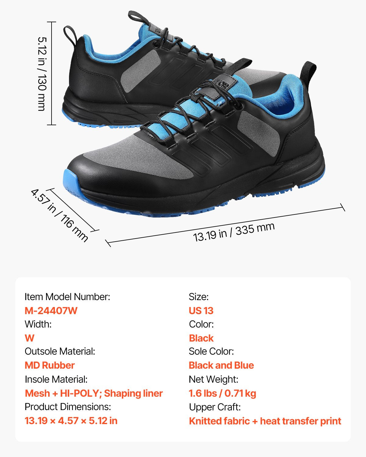 Cross Training Shoes, W Width Sneakers US Size 13, Wide Toe Box Shoes with Arch Support & Adjustable Lace-up, Training Shoes for Running, Gymnastics, Dog Walking, and Weightlifting (Black)