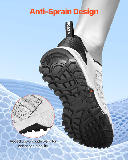 Cross Training Shoes, M Width Sneakers US Size 8, Wide Toe Box Shoes with Arch Support & Adjustable Lace-up, Training Shoes for Running, Gymnastics, Dog Walking, and Weightlifting (White)