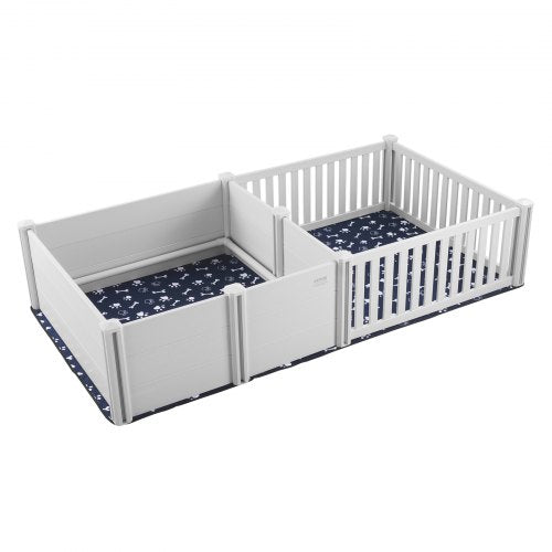 Dog Whelping Box, 93.3 x 48.4 x 18.1in Dual Zone Whelping Box for Dogs and Puppies, Whelping Pen for Puppies, Dog Birthing Box with Rails, 2 Washable Pee Pads and 2 Storage Bags, White