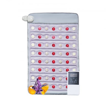 Far Infrared Heating Pad, Amethyst Heating Pad with Jade & Tourmaline Stones, 660nm Photon Light & Negative Ions, 103-159℉ Hot Gemstones Mat with 0-12 Hours Timer for Pain Relief (32" x 20")