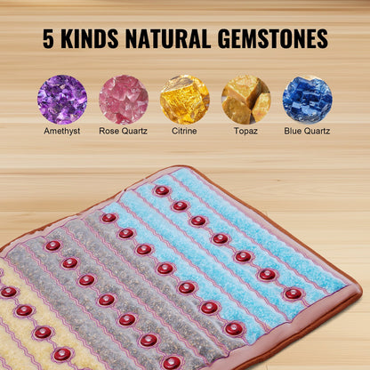 Far Infrared Heating Pad 5 Natural Crystal Gemstones Heating Mat 40" x 20