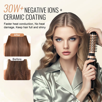 Rotating Hair Dryer Brush Hot Air Styling Brush with 1.5" and 2" Head