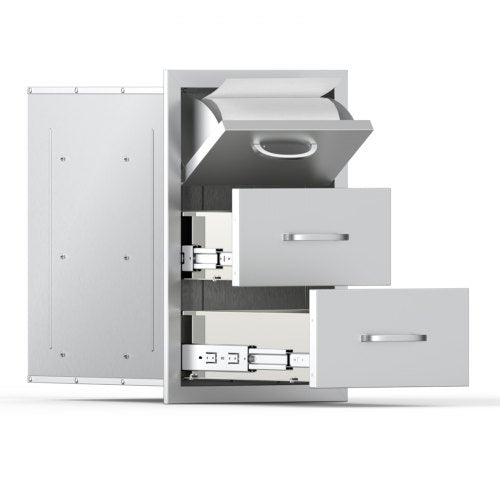 Outdoor-Küchenschubladen Dreifach-Grill-Zugangsschubladen Ø 16,5 x 29 x 20,5 Zoll