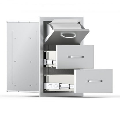 Outdoor-Küchenschubladen Dreifach-Grill-Zugangsschubladen Ø 16,5 x 29 x 20,5 Zoll