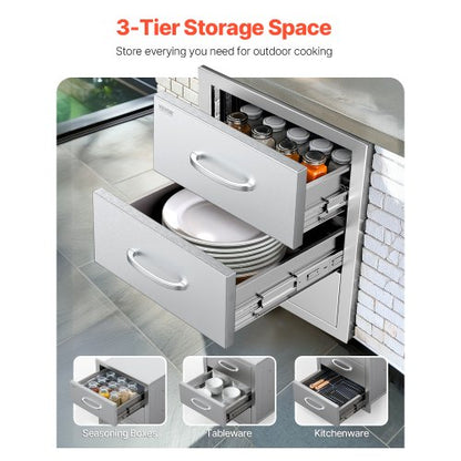 Outdoor-Küchenschubladen Dreifach-Grill-Zugangsschubladen Ø 45x51x51 cm