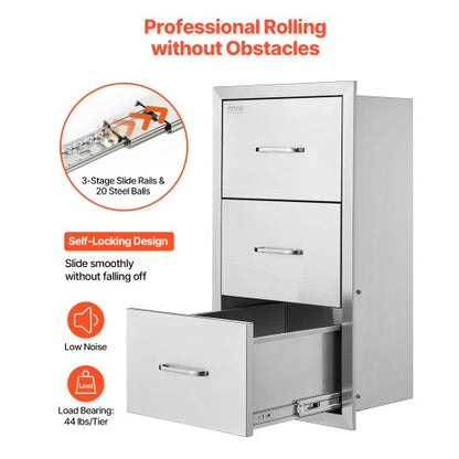 Outdoor-Küchenschubladen Dreifach-Grill-Zugangsschubladen Ø 45x51x51 cm