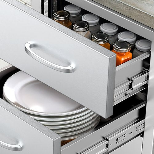 Outdoor-Küchenschubladen Dreifach-Grill-Zugangsschubladen Ø 45x51x51 cm