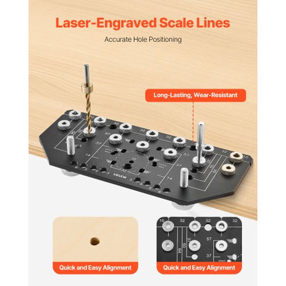 Regalstiftlehre und Scharnierlehre, 2-in-1, Lochbohren aus Aluminiumlegierung für Schränke