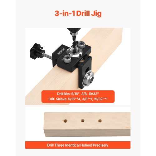 Dowel Jig Set Self-Centering Dowel Drill Jig 3 Drill Woodworking