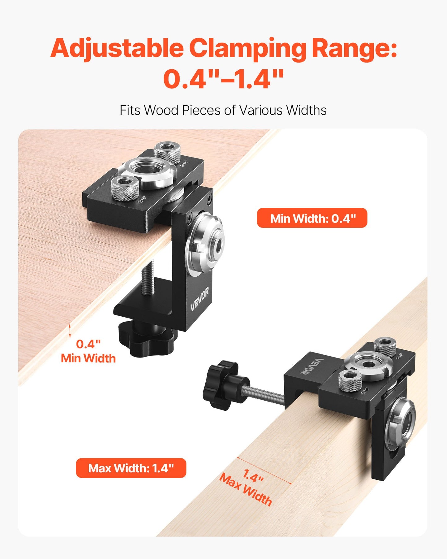 Doweling Jig Kit, Self Centering Dowel Drill Jig for Straight Holes, Aluminum Alloy Woodworking Joints Tool with 3 Size Drill Bits 5/16", 3/8", and 19/32", Adjustable Width, for Wood Working