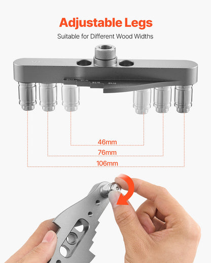 Doweling Jig Kit, Self Centering Dowel Drill Jig for Straight Holes, with Drill Bit Set 1/4", 5/16", 3/8" and Drill Bit Stop Collar Set, Aluminum Alloy Woodworking Tools for Drilling, Marking