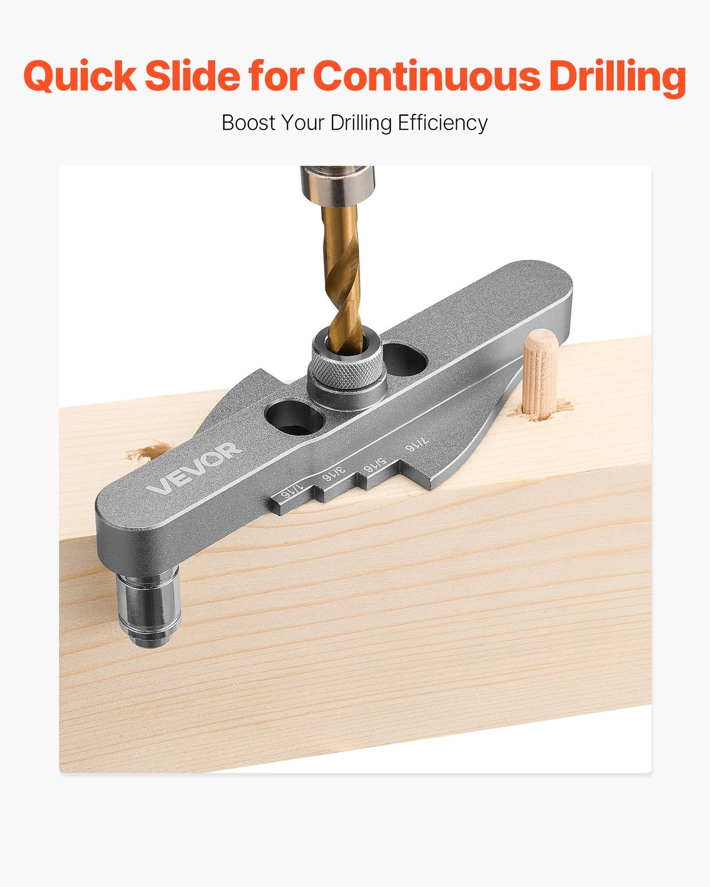 Doweling Jig Kit, Self Centering Dowel Drill Jig for Straight Holes, with Drill Bit Set 1/4", 5/16", 3/8" and Drill Bit Stop Collar Set, Aluminum Alloy Woodworking Tools for Drilling, Marking