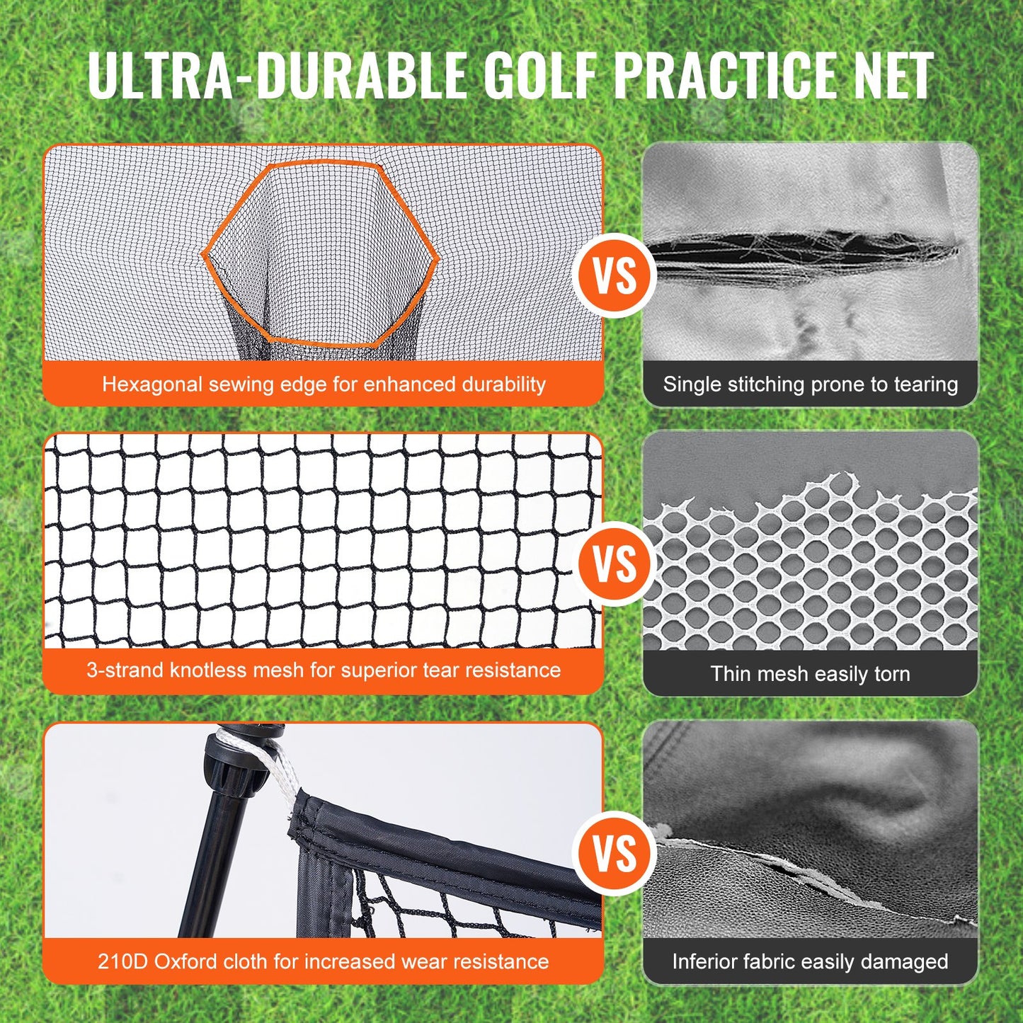 Golf Training Net, Huge 10.8 x 7 Feet Golf Net, Personal Driving Range for Indoor Outdoor Use, Portable Home Golf Aid Net with Target/Fiberglass Frame/Carrying Bag, Gift for Men, Golf Lovers