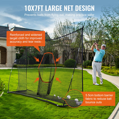 Golf Training Net, Huge 10.8 x 7 Feet Golf Net, Personal Driving Range for Indoor Outdoor Use, Portable Home Golf Aid Net with Target/Fiberglass Frame/Carrying Bag, Gift for Men, Golf Lovers