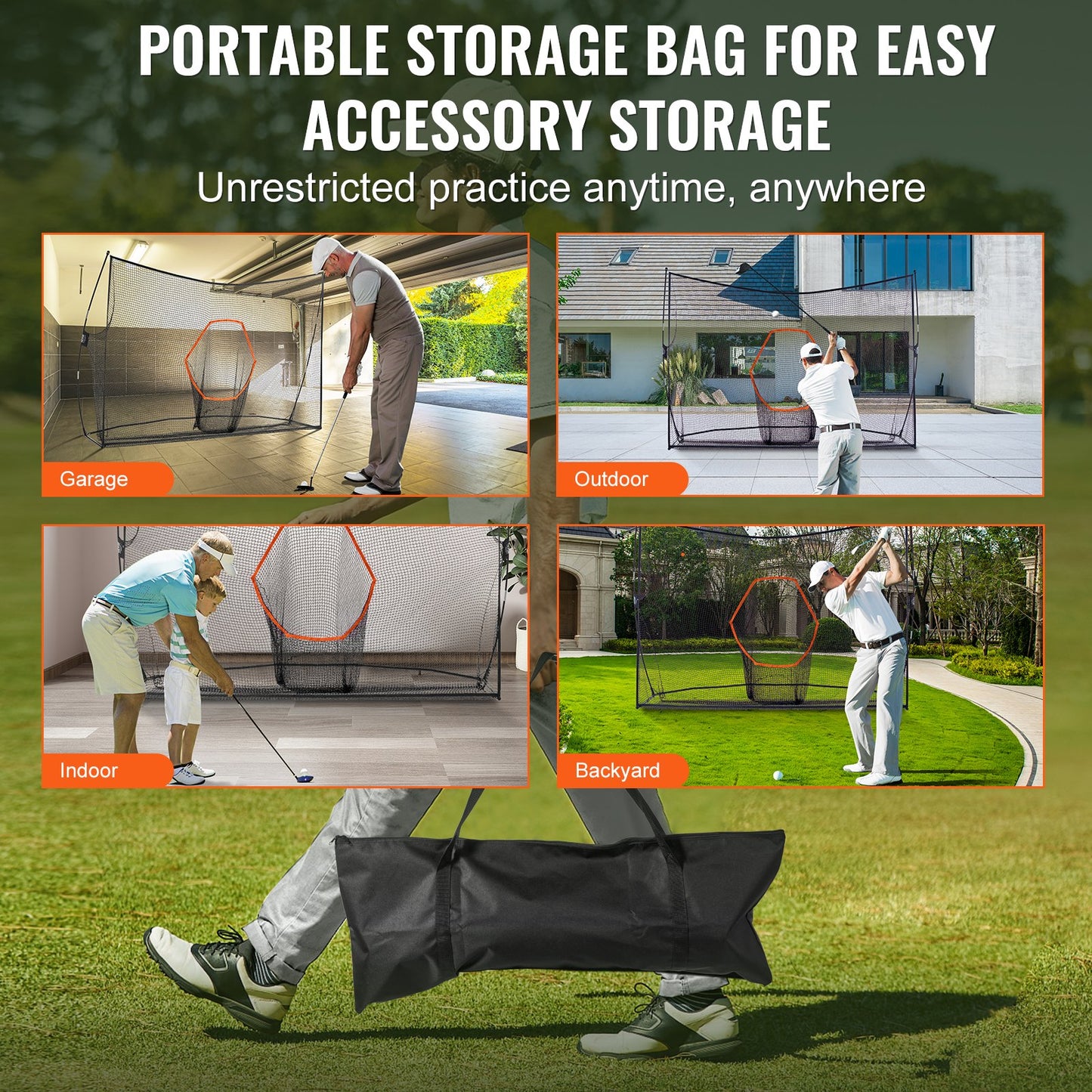 Golf Training Net, Huge 10.8 x 7 Feet Golf Net, Personal Driving Range for Indoor Outdoor Use, Portable Home Golf Aid Net with Target/Fiberglass Frame/Carrying Bag, Gift for Men, Golf Lovers