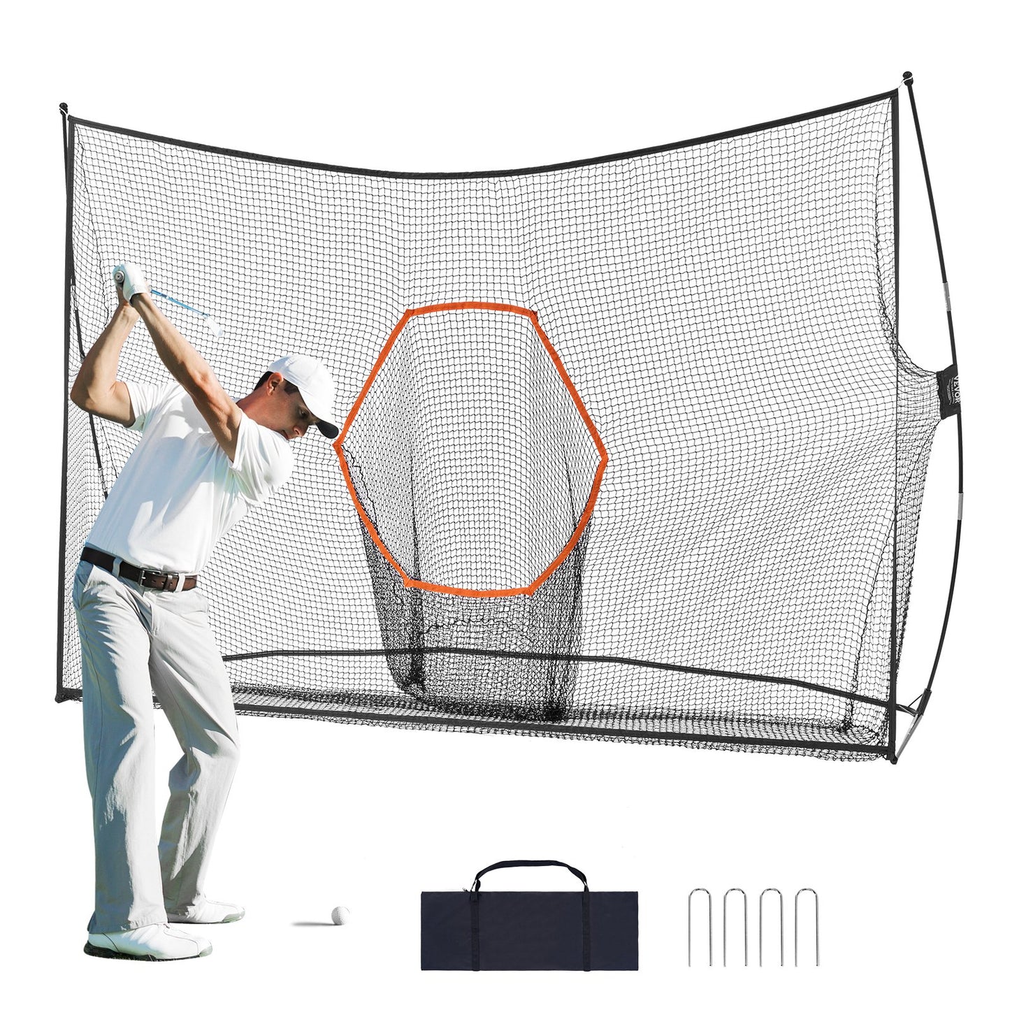 Golf Training Net, Huge 10.8 x 7 Feet Golf Net, Personal Driving Range for Indoor Outdoor Use, Portable Home Golf Aid Net with Target/Fiberglass Frame/Carrying Bag, Gift for Men, Golf Lovers