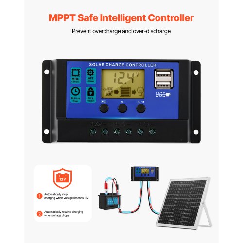 20W 12V solpanelsbatteriladdare, solcellsbatteriunderhållsladdare med intelligent MPPT-kontroller och justerbart monteringsfäste, IP67 vattentät för bil, båt, husbil, motorcykel, släpvagn |  EU