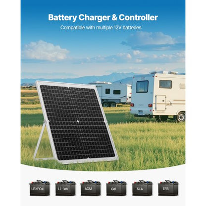 30W 12V solpanelsbatteriladdare, solcellsbatteriunderhållsladdare med intelligent MPPT-kontroller och justerbart monteringsfäste, IP67 vattentät för bil, båt, husbil, motorcykel, släpvagn |  EU