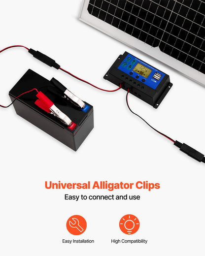 30W 12V Solar Panel Battery Charger, Solar Battery Trickle Charger Maintainer with Intelligent MPPT Controller & Adjustable Mount Bracket, IP67 Waterproof for Car Boat RV Motorcycle Trailer