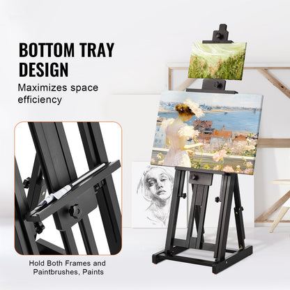Studio H-Frame staffli rymmer canvaskonst upp till 77" Beechwood Artists-easel
