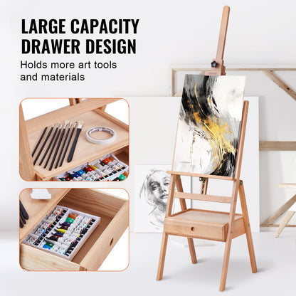 Studio H-Frame staffli rymmer canvaskonst upp till 36" Beechwood Artists-easel