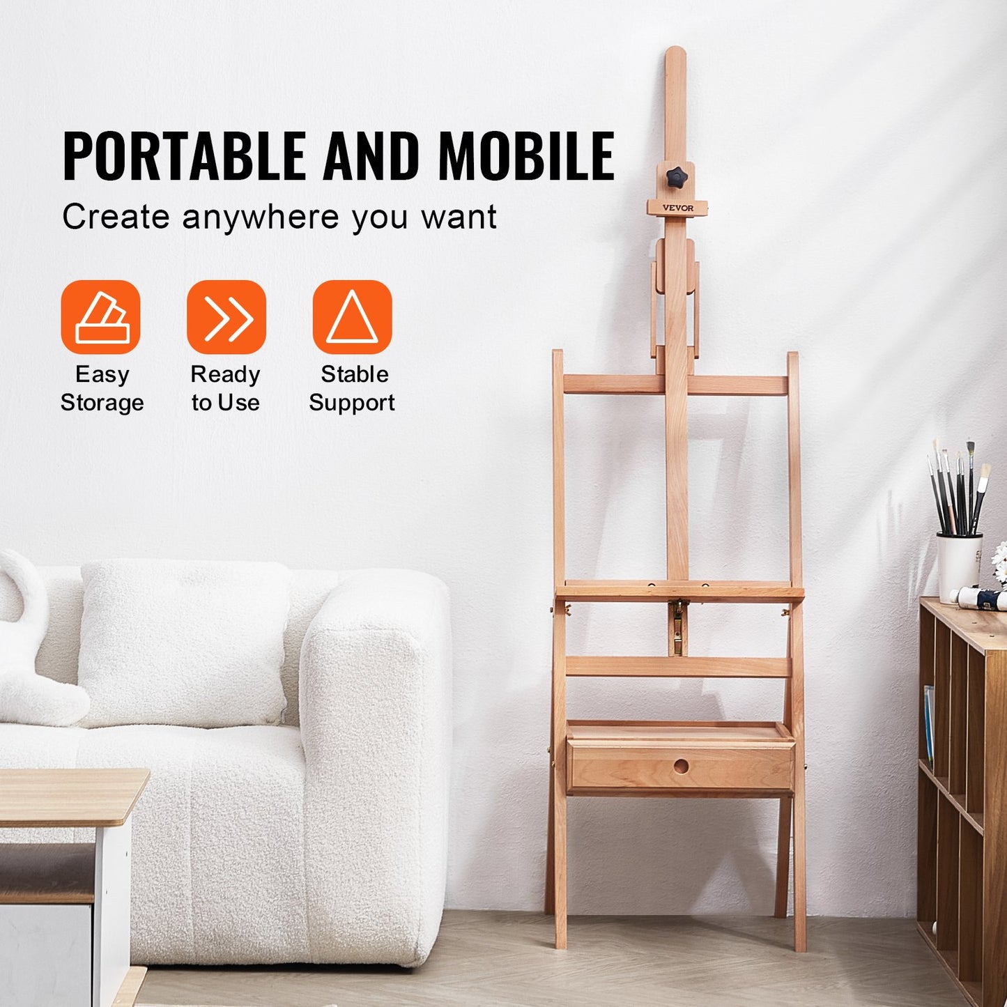 Studio H-Frame staffli rymmer canvaskonst upp till 36" Beechwood Artists-easel